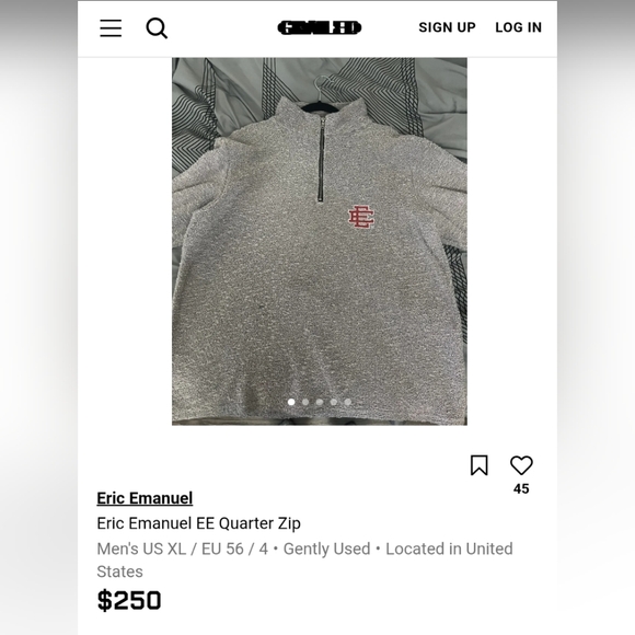 Eric Emanuel EE Quarter Zip Pullover Made in USA Men’s Large - Picture 7 of 7